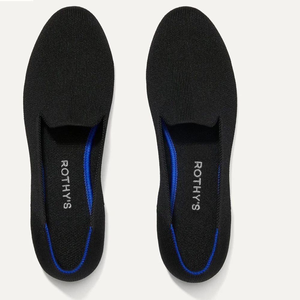 Rothy's Black Flats with Blue Trim